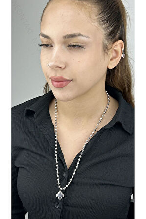 Xxx Van, Topçuk Zincirli, Uzun, Paslanmaz Çelik Kolye 242, Zincir Gümüş Renk