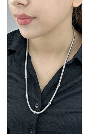 Xxx Topçuklu, Paslanmaz Çelik Kolye 244, Gümüş Renk