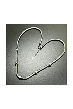 Xxx Topçuklu, Paslanmaz Çelik Kolye 244, Gümüş Renk