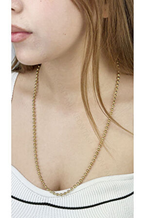 Top Zincir, Kombin Için, Paslanmaz Çelik Kolye 252, Altın Renk (UZUNLUK 65CM)