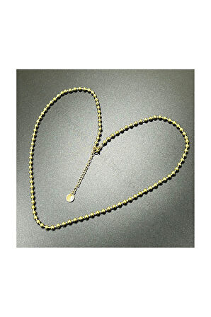 Top Zincir, Kombin Için, Paslanmaz Çelik Kolye 252, Altın Renk (UZUNLUK 65CM)