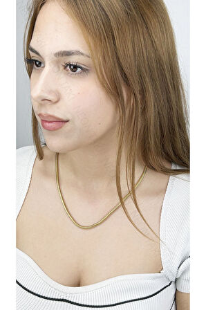 Yılan Model, Kombin Için, Paslanmaz Çelik Kolye 253, Altın Renk