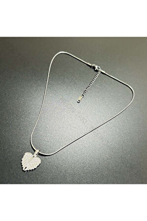 Zirkon Taşlı, Kanatlı, Açılır Kapanır, Paslanmaz Çelik Kolye 255, Gümüş Renk