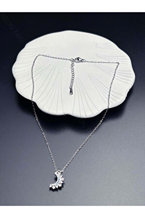 Zirkon Taşlı, Güneş Ve Ay Figürlü Mıknatıslı Arkadaşlık Kolyesi 371