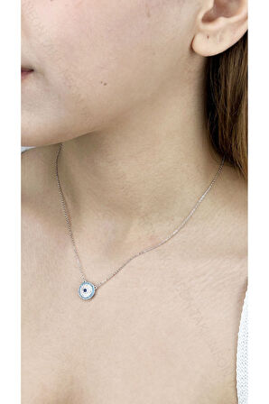 Nazar Boncuğu, Çelik Kolye 392, Gümüş Renk