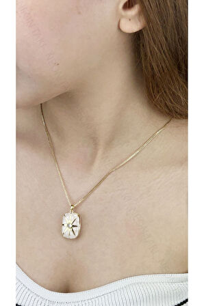 Mine Kapaklı Paslanmaz Çelik Kolye 400, Altın Renk