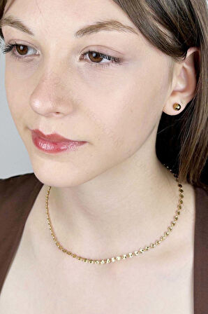 Paslanmaz Çelik Pul Kolye 415, Altın Rengi