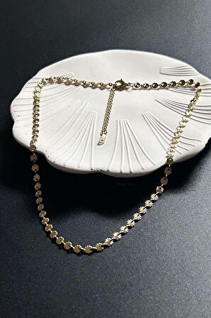 Paslanmaz Çelik Pul Kolye 415, Altın Rengi