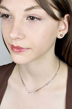 Paslanmaz Çelik Pul Kolye 416, Gümüş Rengi