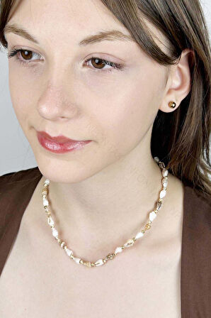 Deniz Kabuğu Kolye 425, Bej - Beyaz