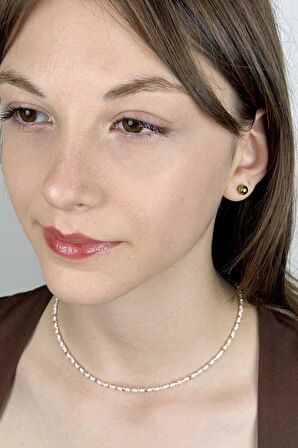 Beyaz ve Sarı Renk Boncuklu Kolye 429