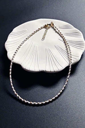 Beyaz ve Sarı Renk Boncuklu Kolye 429