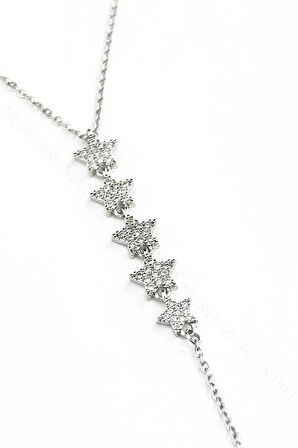 Zirkon Taşlı, Yıldız Figürlü Y Kolye 431, Gümüş Renk