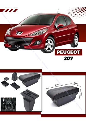 Peugeot 207 2010-2020 Sürgülü Kolçak Kol Dayama 2 Adet USB Lİ Araca Özel Delmesiz Vidasız Montaj