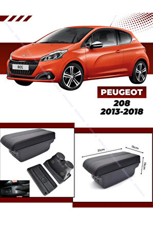 Peugeot 208 2013-2018 Sürgülü Kolçak Kol Dayama 2 Adet USB Lİ Araca Özel Delmesiz Vidasız Montaj