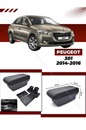 Peugeot 301 2014-2016 Sürgülü Kolçak Kol Dayama 2 Adet USB Lİ Araca Özel Delmesiz Vidasız Montaj