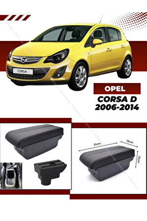 Opel Corsa D 2006-2014 Sürgülü Kolçak Kol Dayama 2 Adet USB Lİ Araca Özel Delmesiz Vidasız Montaj