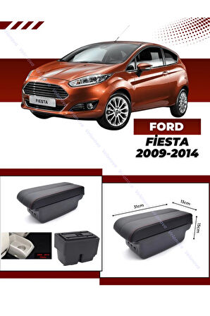 Ford Fiesta 2009-2014 Sürgülü Kolçak Kol Dayama 2 Adet USB Lİ Araca Özel Delmesiz Vidasız Montaj