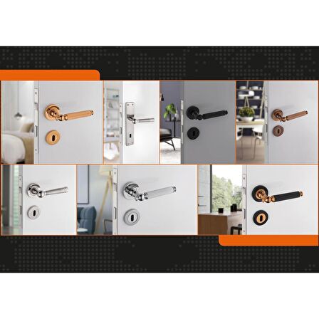Hisar Mat Siyah Rozetli WC Banyo Kapı Kolu Koldoor 1 Takım