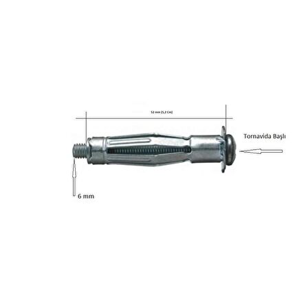 Paraşüt Tipi Çelik Dubel Alçıpan Dübeli 6 x 52 mm 25 Adet