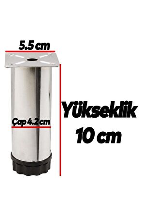 Bingo Mobilya Ayağı Ayarlanabilir Q42 Metal Krom 10 Cm 8 Adet