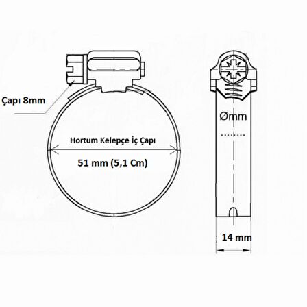 Erbi Metal Hortum Kelepçesi Ayarlı Kelepçe 32-51 (15 Adet)