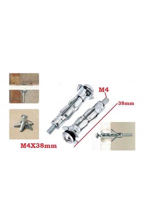 Paraşüt Tipi Çelik Alçıpan Dübeli 4 X 38 Mm 25 Adet