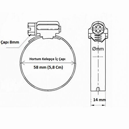 Erbi Metal Hortum Kelepçesi Ayarlı Kelepçe 38 - 58 (10 Adet)