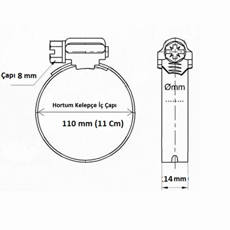 Erbi Metal Hortum Kelepçesi Ayarlı Kelepçe 92-110 (5 Adet)