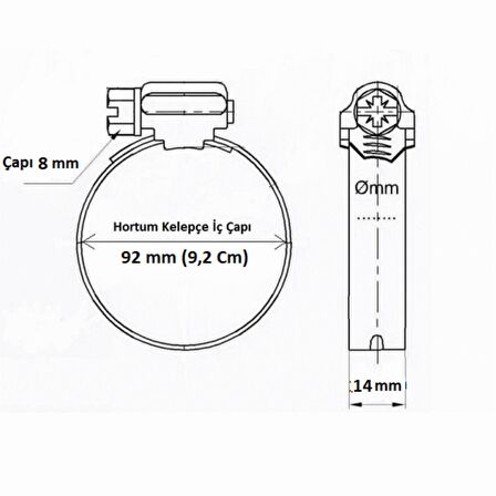 Erbi Metal Hortum Kelepçesi Ayarlı Kelepçe 76-92 (5 Adet)