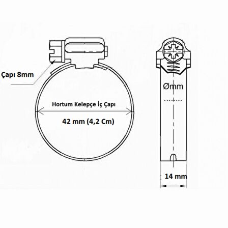 Erbi Metal Hortum Kelepçesi Ayarlı Kelepçe 25-42 (5 Adet)