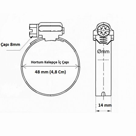 Erbi Metal Hortum Kelepçesi Ayarlı Kelepçe 28 - 48 (25 Adet)