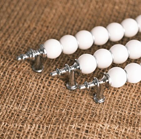 Porselen Görünümlü Misket Kulp Mobilya Çekmece Mutfak Dolap Kulpu 128 Mm 15 Adet