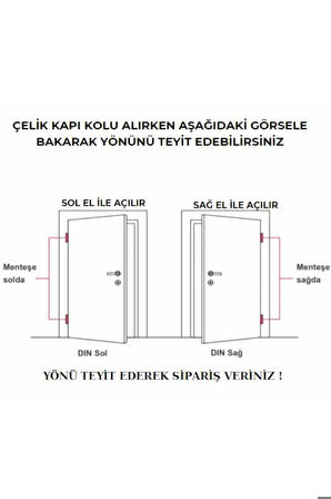 Sultan Titanyum Saten Aynalı Yale Çelik Kapı Kolu + Kapı Babası Sağ Basar Tek Yön