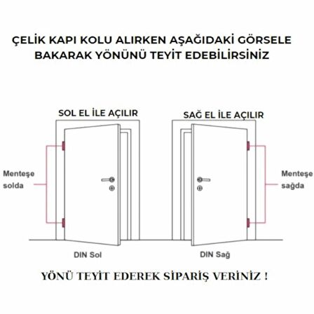 Koldoor Can Aynalı Saten Nikel Yale Çelik Kapı Kolu Sol Aşağı Basar Tek Yön