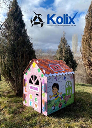 KOLİX Büyük Boy Xxl Karton Boyama Evi Eğitici Ve Öğretici Oyun Evi Oyun Çadırı 