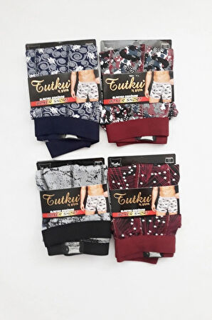 Erkek Mavi Renk Likralı Elastan Spor Havacı 6'lı Paket Pamuklu Short Boxer