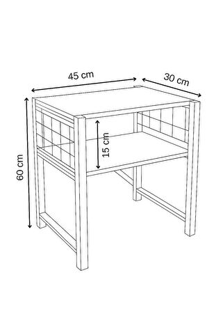 Steel Design Modern Komodin Metal Ayaklı Raflı Başucu Komodin Yatak Odası Dekoratif Yan Sehpa