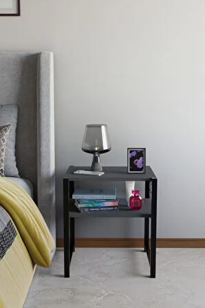 Steel Design Modern Komodin Metal Ayaklı Raflı Başucu Komodin Yatak Odası Dekoratif Yan Sehpa