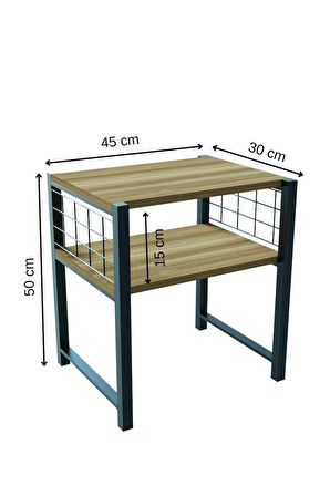 Steel Design Modern Komodin Metal Ayaklı Raflı Başucu Komodin Yatak Odası Dekoratif Yan Sehpa