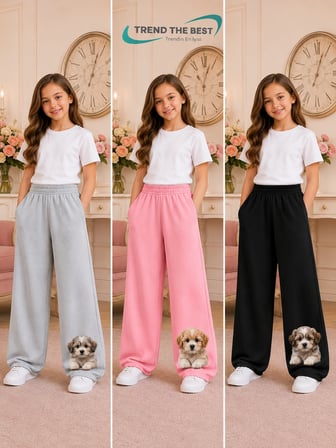 Yazlık Kız Erkek Unisex Çocuk Baggy Kalıp Siyah, Pembe, Gri 3'lü Eşofman Altı Takımı