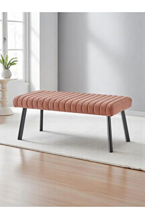 Koza Bank Taba Renk Sırtsız – Talas 04 Kumaş, Demonte Ayaklı, Zarif Tasarım