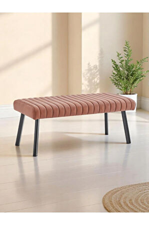 Koza Bank Taba Renk Sırtsız – Talas 04 Kumaş, Demonte Ayaklı, Zarif Tasarım