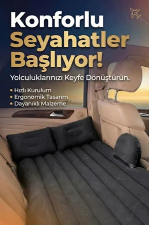 Araç İçi Şişme Yatak Araba Ve Kamp Yatağı Çanta Elektrikli Pompa Tamir Kiti Ve Yastıklı Yatak Seti