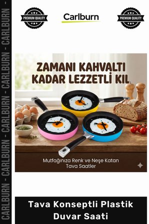 #Saat Dekoratif Yumurta Görünümlü Modern Şık Renkli Büyük Boy Tava Konseptli Duvar Saati
