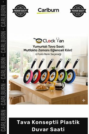 #Saat Dekoratif Yumurta Görünümlü Modern Şık Renkli Büyük Boy Tava Konseptli Duvar Saati