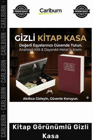 Özel Üretim Emniyetli Çelik Sözlük Anahtarlı Ofis Ev Taşınabilir Sağlam Kitap Görünümlü Gizli Kasa