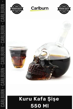 Özel Üretim Crystal Head Cam Tasarım Dekoratif Hediyelik Sunum Estetik Şık Kuru Kafa Şişe 550 Ml