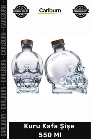 Özel Üretim Crystal Head Cam Tasarım Dekoratif Hediyelik Sunum Estetik Şık Kuru Kafa Şişe 550 Ml