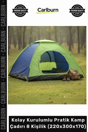 Özel Üretim Su Geçirmez Geniş Outdoor Kolay Kurulumlu Pratik Kamp Çadırı 8 Kişilik 220x300x170